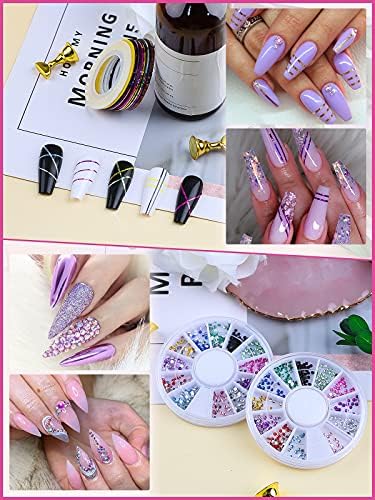 Tırnak Boyama Fırça Dekorasyon Kiti, Kalolary Nail Art Araçları Başlangıç Kiti ile Kelebek Nail Art Etiketler Glitter Nail Art