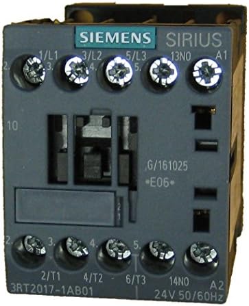 Siemens 3RT2017-1AB01 12 AMP, 24 volt AC bobinli 3 Kutuplu kontaktör ve 1 NO taban kontağı