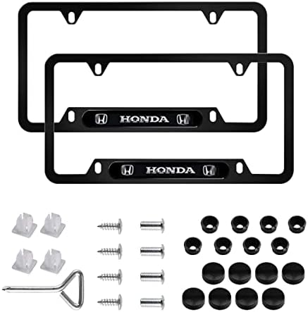 Honda için 2 ADET Alüminyum Alaşım Plaka Çerçeveleri, Araba Etiketi Kapak Tutucu ile Uyumlu Tüm Araç Plaka Çerçevesi Vidalar