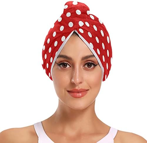 Kırmızı Polka Dot Ekose Mikrofiber saç havlu Kadınlar için Anti Bukle Süper Emici çabuk kuruyan saç havlu Wrap kadınlar için