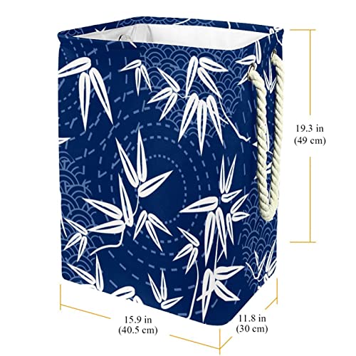 Çamaşır Sepeti Mavi Bambu saklama kutusu Kendinden Ayakta Su Geçirmez ve Katlanabilir Çamaşır Torbaları Uzun Saplı 19.3x11.8x15.