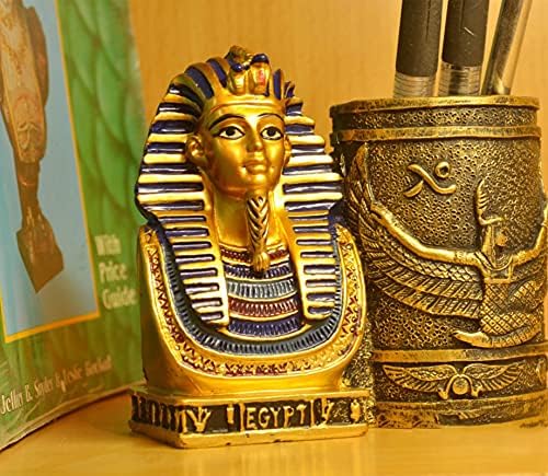 Mısır Firavunu Heykeli Masası Kalem kalemlik Retro Kalem Gemi Kral Tutankhamun Kalem Konteyner Holloween Dekorasyon