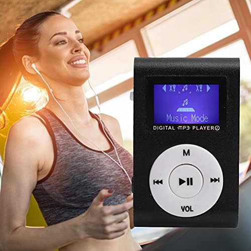 Wisoqu Taşınabilir Mini MP3 Müzik Çalar Spor Geri Klip LCD Ekran MP3 Destek Hafıza Kartı Taşınabilir Mini Çalar (Siyah)