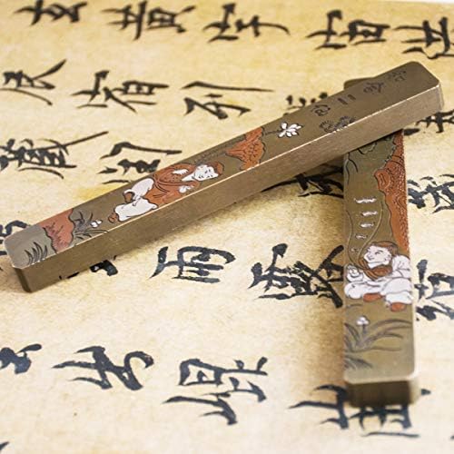 Bir Çift Paperweight Bakır Çin Kaligrafi He-He Er Xian Kağıt Ağırlıkları Sanatçı Çizim Yazma Boyama El Yapımı Koleksiyonu Hediye