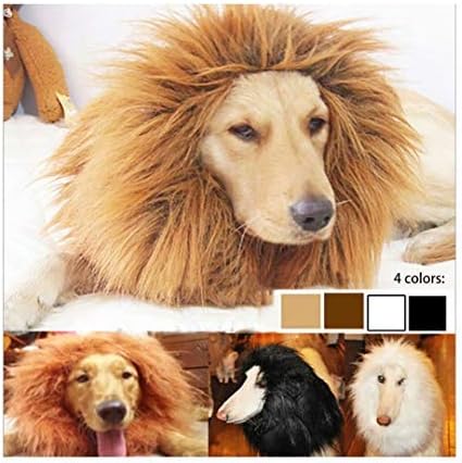 Komik köpek kostüm, aslan Mane Peruk Köpek Cadılar Bayramı Noel için kulakları ile Giyinmek