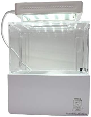 Mini Komple Tank - Tatlı Su (Beyaz) - Yeni Mini Akvaryum Tankı-Dahili Filtreli ve LED Işıklı Nano Akvaryum-Bir Ofis için veya