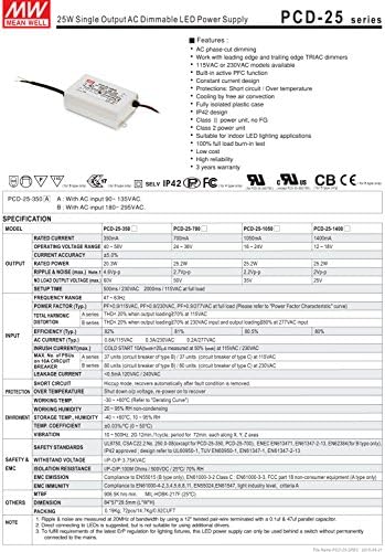 [PowerNex] Ortalama Kuyu PCD-25-1400B 18 V 1400ma PFC ile 25.2 W Tek Çıkış LED Güç Kaynağı