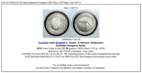 AU AVUSTRALYA İNGİLTERE Kraliçesi Elizabeth II Kanguru PRF 1 Dolar İyi Sertifikasız
