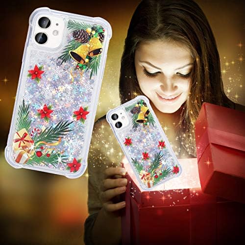 Flocute iPhone 11 Kılıf, iPhone 11 Glitter Noel Kılıf Temizle Bling Sparkle Yüzer Sıvı Yumuşak TPU Lüks Moda Girly Kadınlar Sevimli