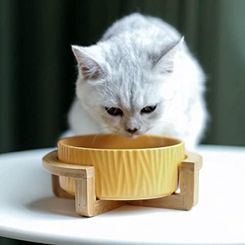 Kedi su kasesi köpek yiyecek kasesi evcil hayvan yiyecek kasesi Seramik Kedi Yemekleri Yükseltilmiş kedi yiyecek kasesi Geri