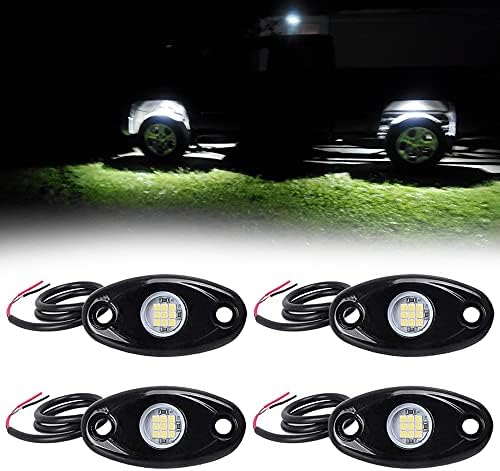 AMUNİESUN su geçirmez 4 bakla Underglow Neon Accent ışık kitleri Gövde Altı LED kaya ışık Off Road kamyon SUV ATV RZR motosiklet(Beyaz)