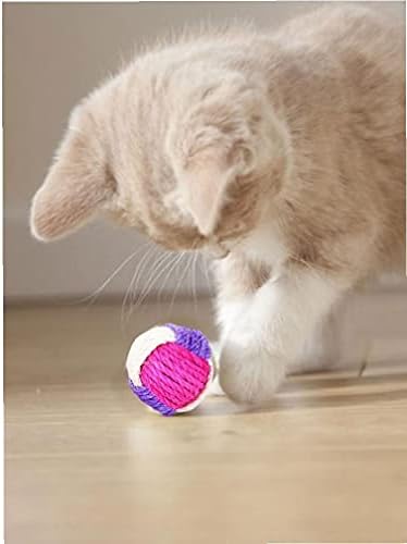 Kedi Sisal Topu Yavru Tırmalama Çiğneme Halat Dokuma Topları Oynayan Oyuncaklar 6 adet Rastgele Renk