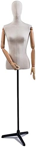 XCTLZG Kadın Manken Torso Vücut Elbise Formu ile Demir Tripod Standı Ahşap Eller Turn Kafa Giyim Ekran için, 2 Renkler( Renk: