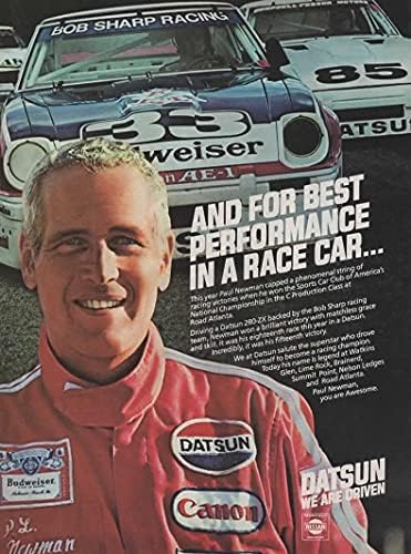 Dergi Baskı İlanı: 1980 Datsun/Bob Sharp Racing için Paul Newman, 280-ZX, 1980 C Sınıfı Üretim SCCA Galibi,Ve bir Yarış Arabasında