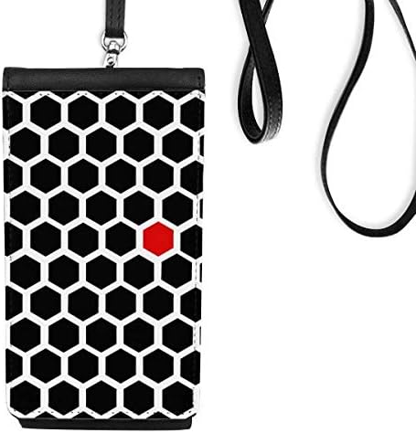 Altıgen çizgi sanat tahıl illüstrasyon desen telefon cüzdan çanta asılı cep kılıfı siyah cep