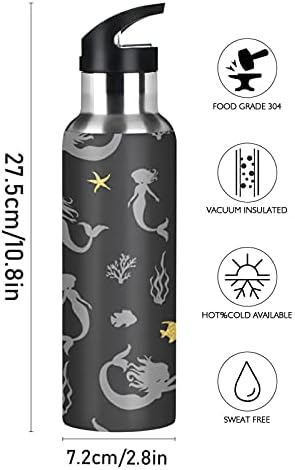 Okyanus Mermaid Denizyıldızı Tropikal Balık Spor Su Şişesi 20 oz Vakum Paslanmaz Çelik içme şişesi BPA Ücretsiz Sızdırmaz Seyahat