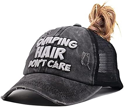 MANMESH HATT Kamp Saç Umurumda değil At Kuyruğu Şapka Vintage Yıkanmış Sıkıntılı Beyzbol baba şapkası Kadınlar için