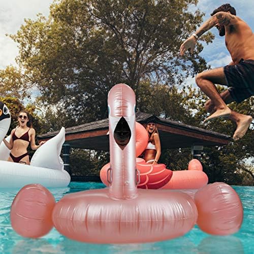Relaxdays Inflatable Flamingo XXL, Su Gezintisi, Havuz ve Sahil, 2 Kulp, Çapraz 185 cm Büyük Şamandıra, Gül Altın, Pembe, 120
