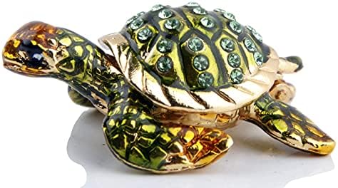 Mini Deniz Kaplumbağası Heykelcik Biblo Kutusu Menteşeli Mücevher Kutuları
