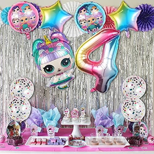 Rekcopu Doğum Günü Partisi Dekorasyon Sürpriz Bebek Balon için 4th Doğum Günü Parti Malzemeleri (Pink-4th)