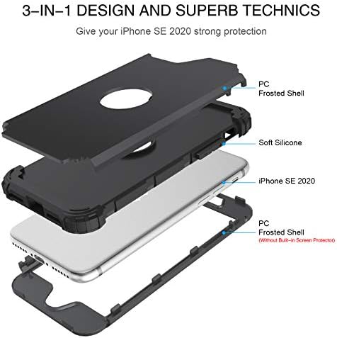 BENTOBEN iPhone SE Durumda, telefon Kılıfı iPhone SE 2020, ağır 3 in 1 Tam Vücut Sağlam Darbeye Hibrid Sert PC Yumuşak Kauçuk
