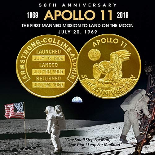 Apollo 11 50th Yıldönümü Hatıra NASA Robbins Madalyon Haraç Sikke kaplı 24 K Altın Kapsül ile