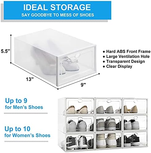 12 Paket Ayakkabı Saklama Kutusu, Dolap için Katlanabilir Plastik İstiflenebilir Ayakkabı Organizatörü, Tip Ön Açılış Yerden