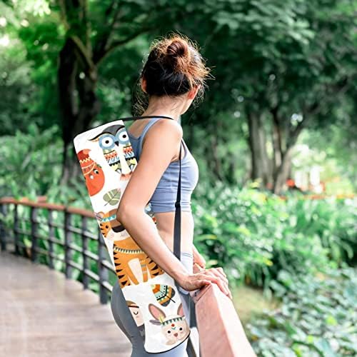 Unisex Yoga Mat Çanta, egzersiz Yoga Mat Taşıyıcı Ayarlanabilir Omuz Askısı ile Woodland Jungle Tribal Hayvan, 6.7x33.9in / 17x86