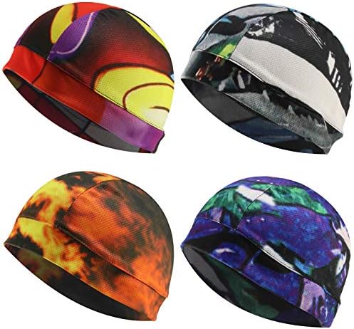 WİNTOFW Soğutma Kafatası Kap Kask Astar Şapka Koşu Bisiklet Spor Açık Egzersiz Bere Şapka Erkekler ve Kadınlar için 4 Parça