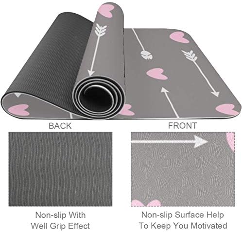 Unicey Ok ve Kalp Desen Yoga Mat Kalın Kaymaz Yoga Paspaslar için Kadın ve Kız egzersiz matı Yumuşak Pilates Paspaslar, (72x24