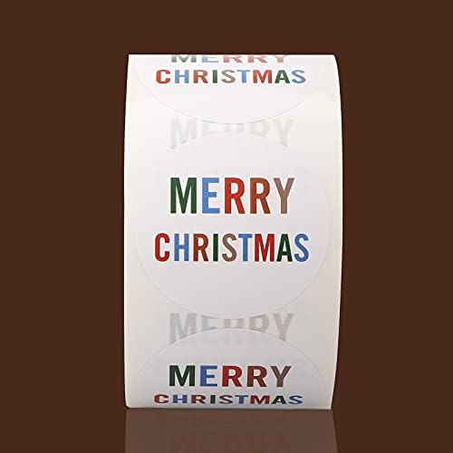 KİNBOM 500 pcs 1.5 Merry Christmas Daire Mühür Çıkartmalar Rulo, yuvarlak Etiketleri için Kart Mevcut zarf kutusu Çanta Süslemeleri