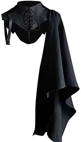 Cadılar bayramı Cosplay Kostüm Ortaçağ Steampunk Pelerin Şal Yaka Dantel Up Retro Gotik Omuz Kukuletası Kaya Vintage Pelerin