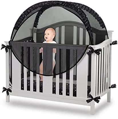 ZXPLO Emniyet Beşik Çadır Bebek Tutmak için Pop up Cibinlik Netleştirme Canopy Mesh Kapak Toddler için-Siyah