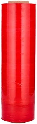 PSBM Kırmızı Streç Sarma, 128 Paket, 18 İnç x 1500 Feet, 63 Gauge, Plastik Sarılmak Ambalaj için Koyu Renkli El Streç Film Ruloları