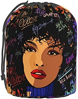 Afro Kadın Afro-Amerikan Kadın Seyahat Kozmetik Çantaları Varil Makyaj Çantası, kadın ve Kız Taşınabilir Katlanabilir Kılıfları,