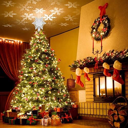 ELOVER Noel Ağacı Topper ile LED Dönen Kar Tanesi Projektör ve 2021 Advent takvimi Noel Geri Sayım Takvim 24 Pcs Kawaii Squishies