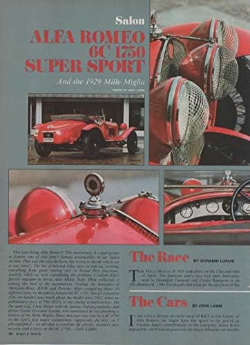 Dergi Baskı Makalesi: Alfa Romeo 6C 1750 Super Sport ve 1929 Mille Miglia, 1980 Road and Track Dergisinden, Giovanni Lurani ve