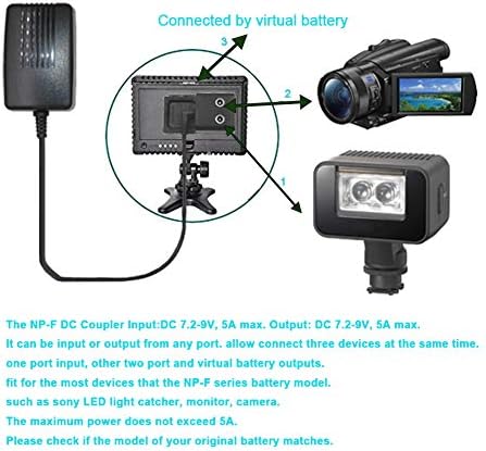 NP-F970 Kukla Pil Harici Güç Kaynağı, NP-F550 F570 F770 F750 F990 için LED Video ışığı, Atomos kamera monitörü.