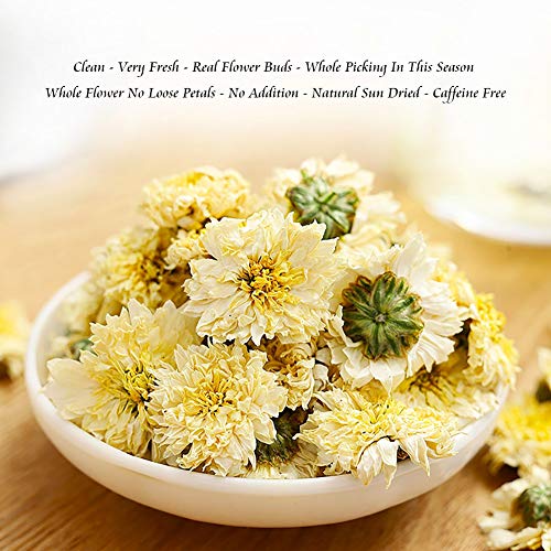 Beyaz Krizantem Çayı Gongju Krizantem Çiçekleri-AAAAA 35 Porsiyon Doğal Organik Kurutulmuş Krizantem Gevşek Yaprak Çay 70g 2.57