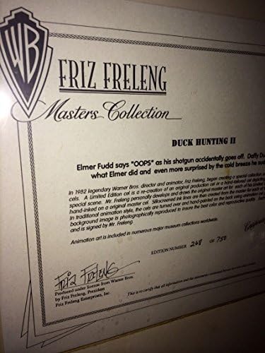 Warner Brothers Daffy Duck, Elmer Fudd Cel ÖRDEK AVI II İmzalı Friz Freleng