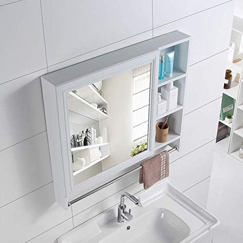HİZLJJ Aynalı Dolap, Ayarlanabilir Raflı Banyo Duvar Depolama Dolabı, Ecza Dolabı, Ahşap Su Geçirmez Güneş Koruyucu Makyaj Aynası