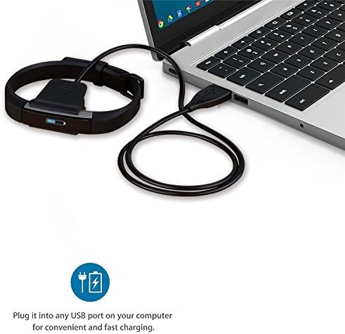 Şarj için Fitbit Alta İK,KingAcc 2-Paketi 3.3 ft/1 m Yedek USB şarj kablosu Cradle Dock Adaptörü için Fitbit Alta İK Spor Bileklik