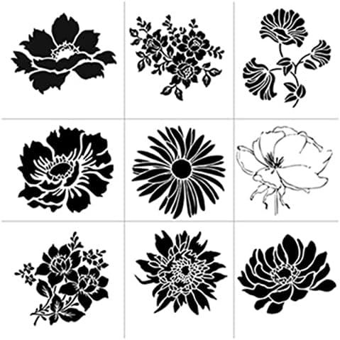 Orlov-9Pcs 14 * 13 cm Çiçekler DIY Katmanlama Şablonlar Boyama Karalama Defteri Boyama Kabartma Dekoratif Kart Template-15771