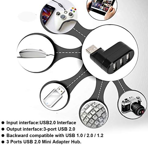 Çok Portlu Hub, Tak ve Çalıştır USB Hub Bağlantı Noktaları, PC Dizüstü Dizüstü Bilgisayar için USB 2.0 Mini Döndür Splitter Adaptör