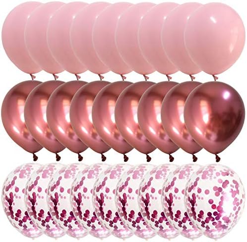 Balonlar Metalik Parti Balonlar Düğün Doğum Günü Bebek Duş sevgililer Günü Süslemeleri için 50 packs (Metalik pembe)