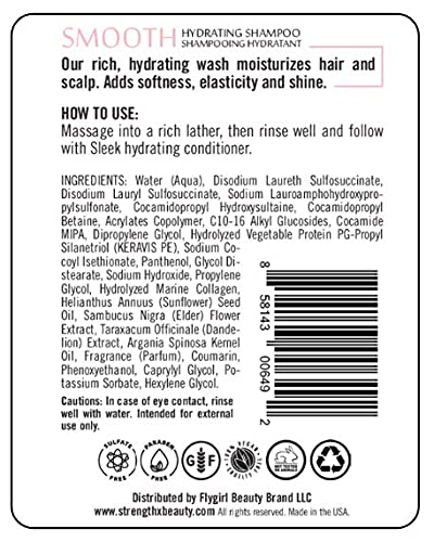 Strength x Beauty-Pürüzsüz Nemlendirici Şampuan-Kuru veya Hasar Görmüş Saçlara Yumuşaklık ve Elastikiyet Kazandırmak için Onarıcı