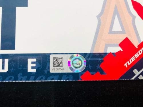 2019 Mike Trout AL MVP ASG Oyunu Kullanılmış Soyunma Etiketi MLB Holo Yazılı İmzalı-MLB İmzalı Oyun Kullanılmış Yarasalar