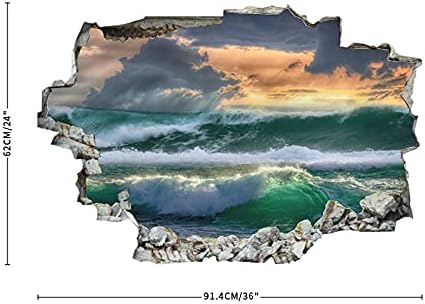 Deniz Yeşil Okyanus Fantastik Manzara Duvar Çıkartması Manzara 3D Break Through Duvar Sticker Çıkarılabilir PVC Komik Duvar Sanat