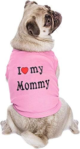 DERUİLA Küçük Köpek Giysileri Köpek Gömlek Annemi Seviyorum / Baba Köpek T Shirt Küçük Orta Köpekler için Kedi 2 Paketi