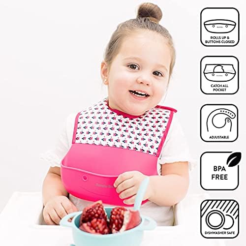 Bazzle Baby'den Foodie Önlükler, BPA İçermeyen Silikon, Kolay Temizlenebilir, Unisex, 2'li Paket